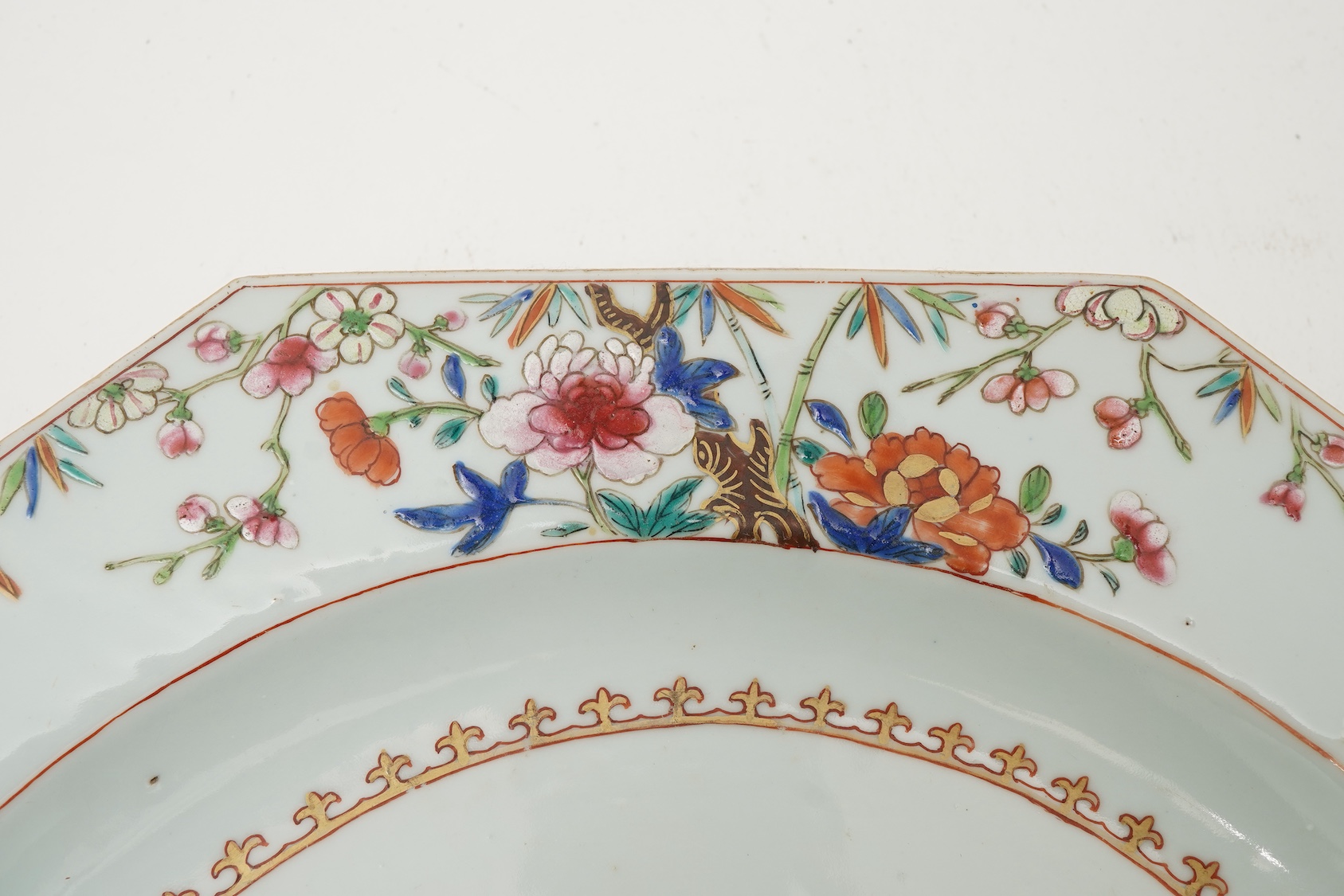 A Chinese famille rose octagonal dish, Qianlong period